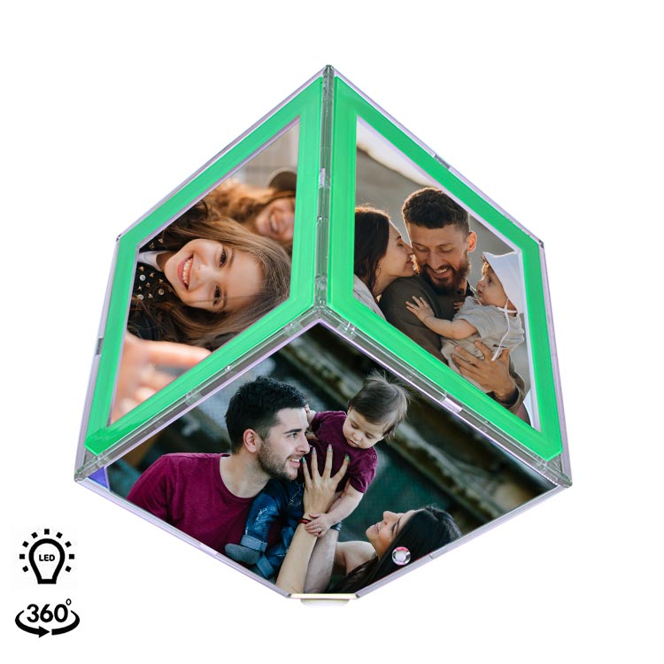 Büyük Boy Dönen Küp Fotoğraf Çerçevesi - LED Işıklı Sihirli Hediye
