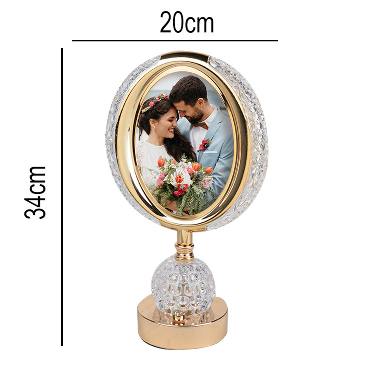 Oval Fotoğraflı Lamba | 3 Renk Işıklı, Kristal Tasarımlı Hediye