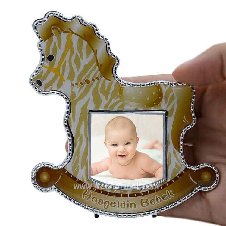Hoş Geldin Bebek Magneti - At Figürlü Fotoğraf Çerçevesi - Bebek Hediyelikleri